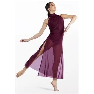 Balera | Crisscross Mesh Maxi Dress Black Cherry, Size LC